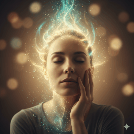 salvador.jpg Retrato simbólico de uma pessoa tocando o rosto, representando dor silenciosa e caminho de alívio.